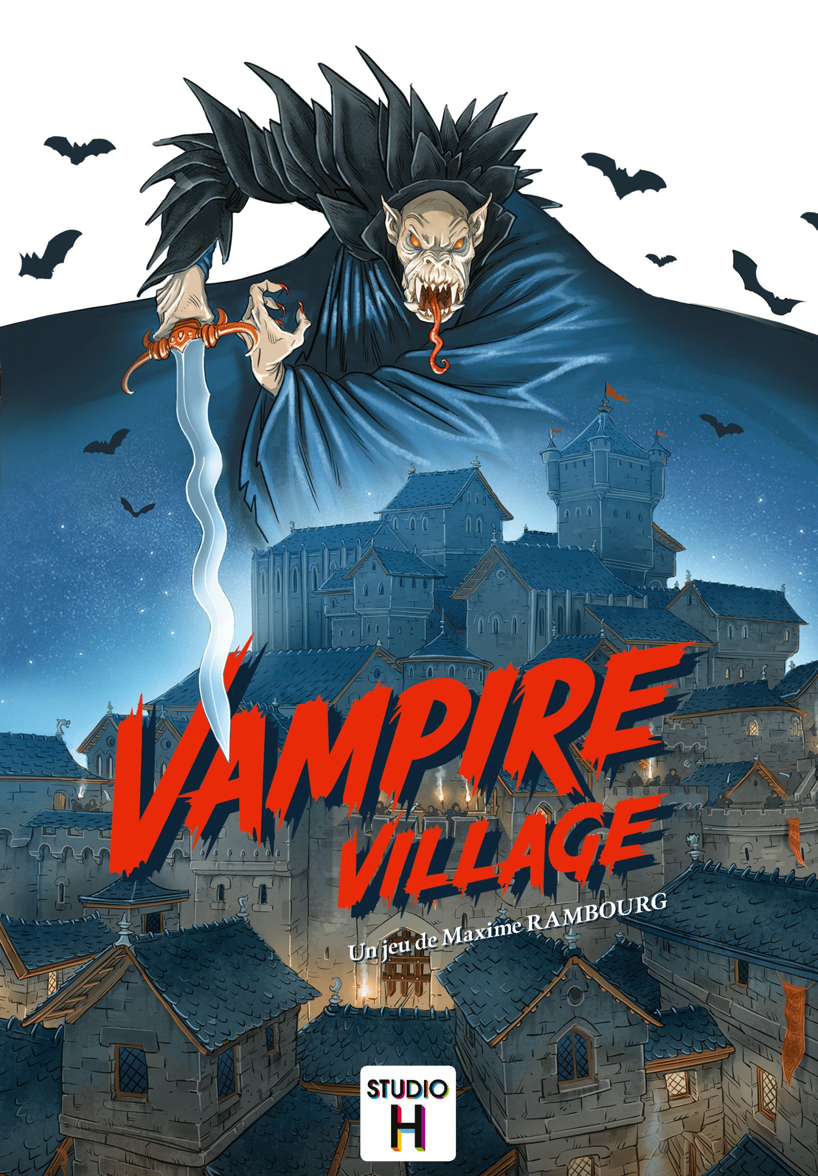 Box front of Studio H: Vampire Village with gothic village artwork