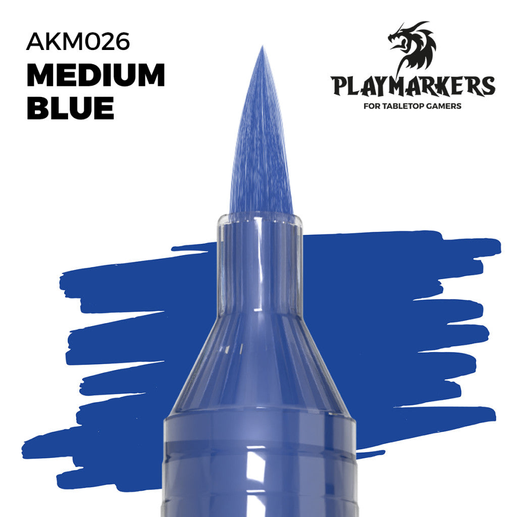 Medium Blue marker tip and paint swatch, Playmakers hobby paint for tabletop gamers