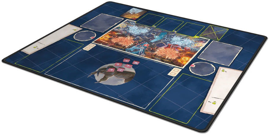 Iello King of Tokyo Duel blue playmat featuring vibrant monster artwork for game zone and dedicated spaces for cards and tokens