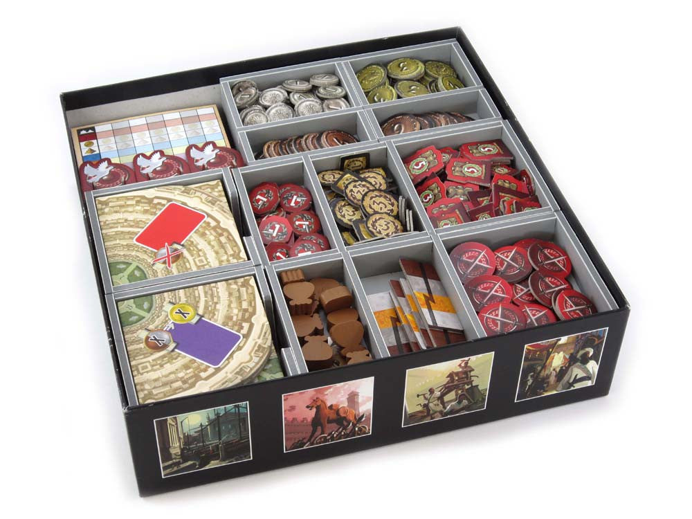 Folded Space game inserts designed for 7 Wonders board game components