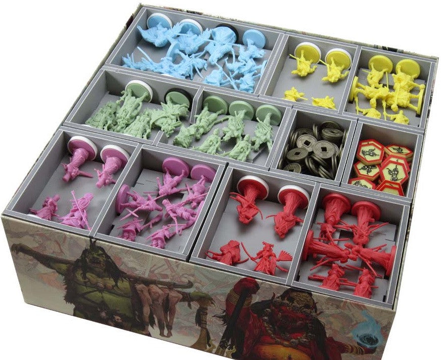 Folded Space game insert packaging showing product and Rising Sun branding