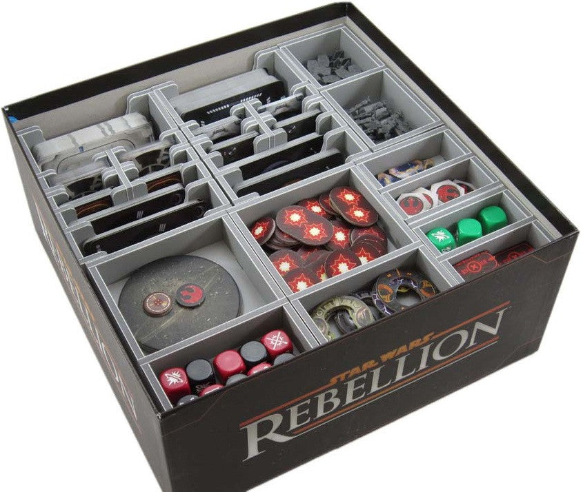Folded Space board game insert for Star Wars: Rebellion foamcore organizer pieces displayed for sorting game components