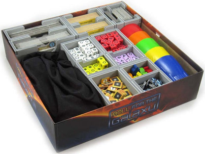 Retail packaging of Folded Space organizer for Roll for the Galaxy showing product branding