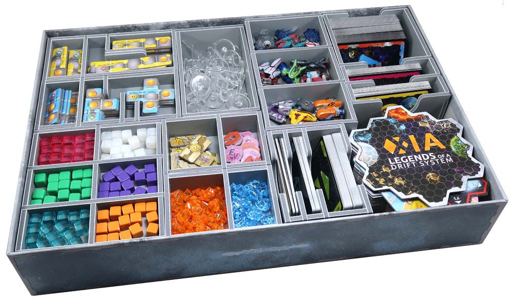 Folded Space organizer neatly placed inside the Xia: Legends of a Drift System box