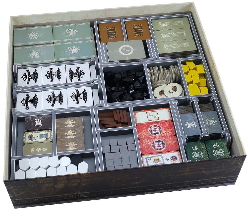 Retail packaging of Folded Space insert for Teotihuacan board game