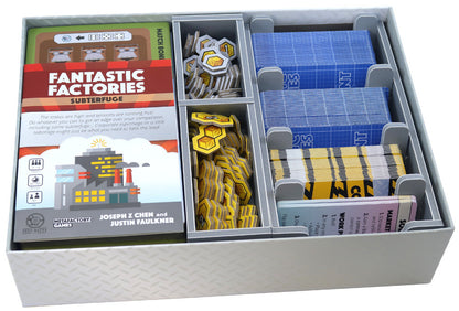 Retail packaging of Folded Space organizer for Fantastic Factories, with product barcode visible