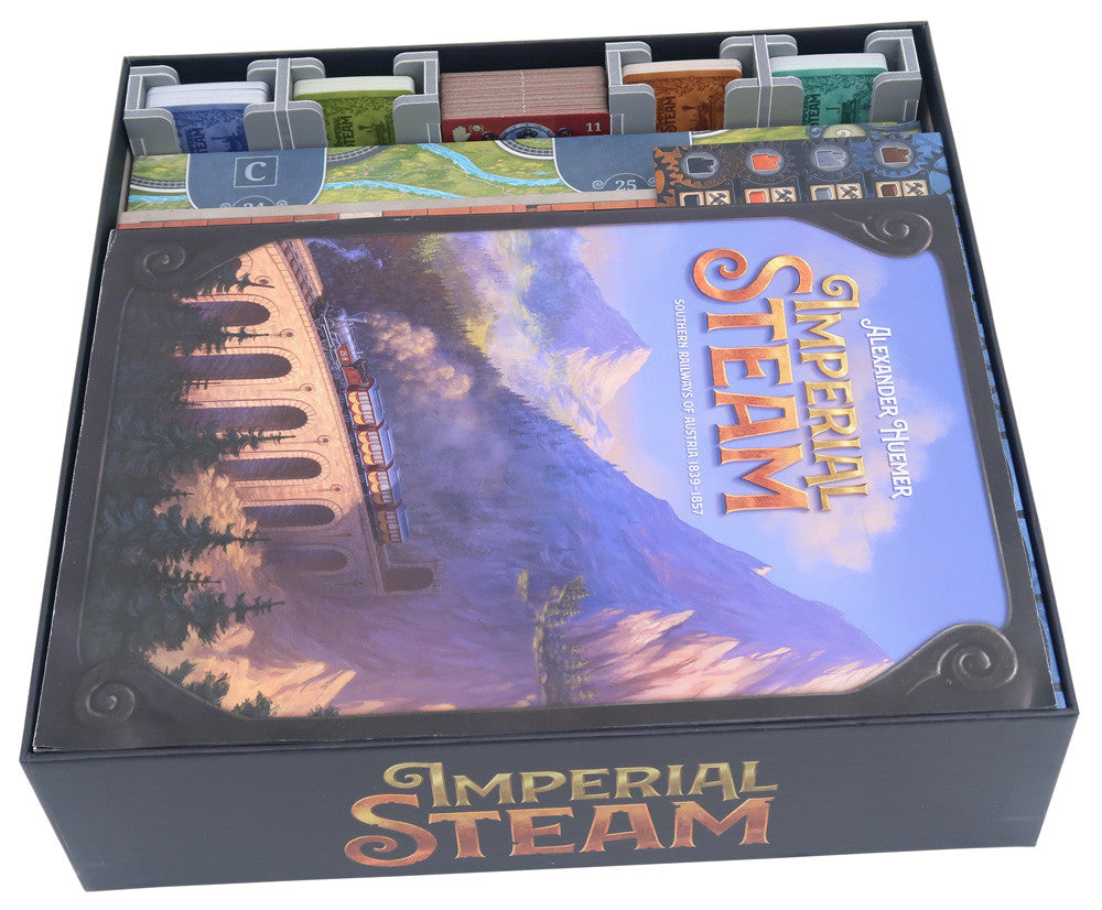 Retail packaging of the game insert with branding and components shown