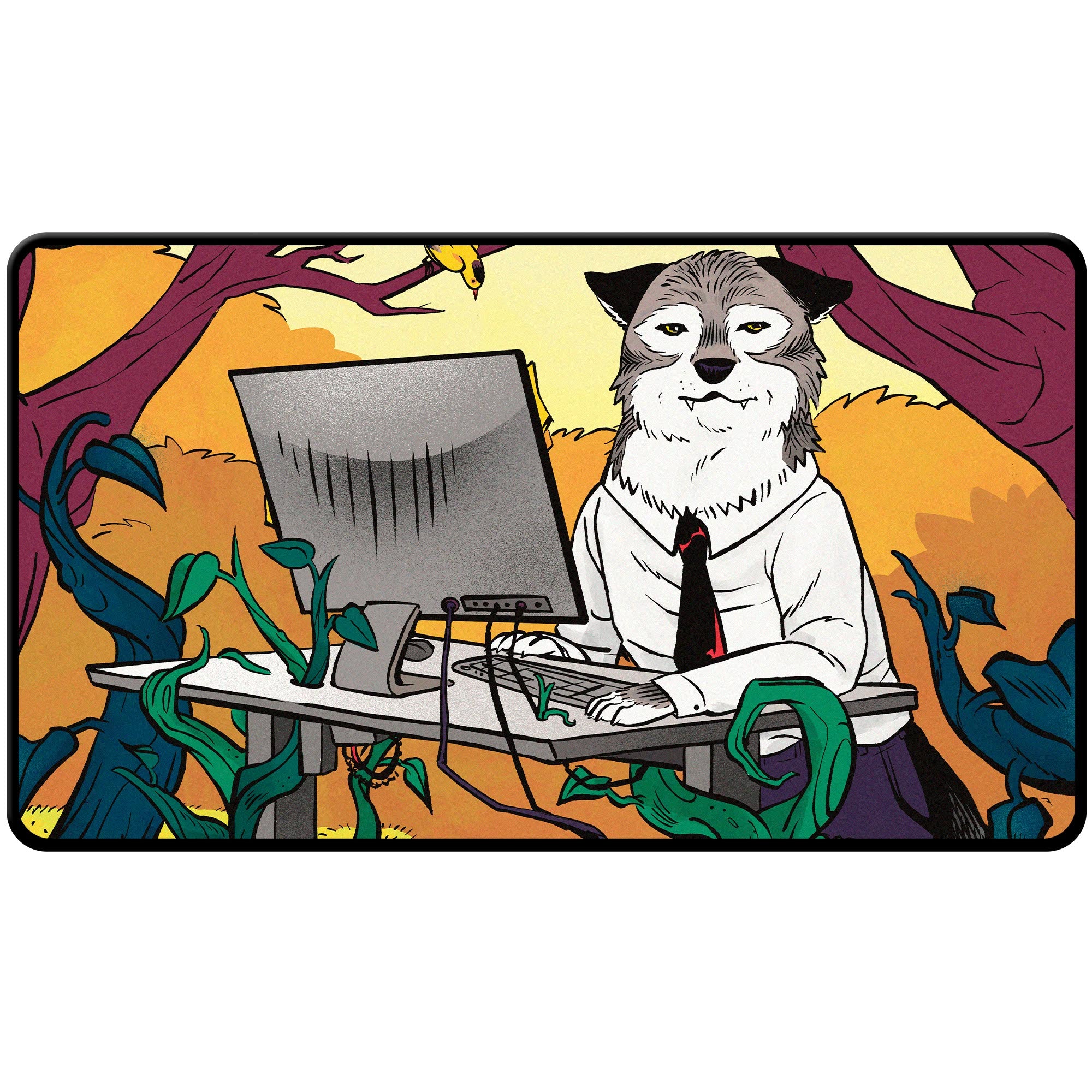 Ultra Pro: Secret Lair - Sale 4 2024 - Not A Wolf Black Stitched Playmat Standing Desk Wolf (Preorder) - Good Games