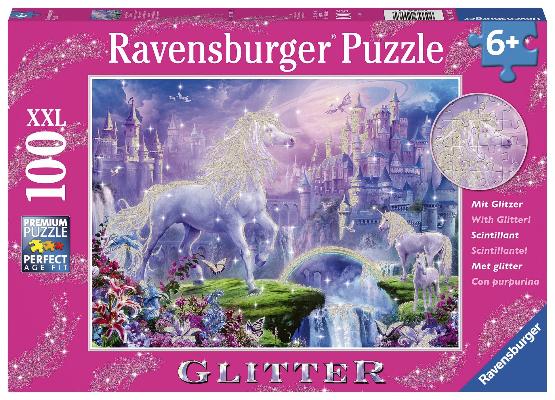 Ravensburger - Unicorn Kingdom Glitter - 100 Piece Jigsaw - Good Games