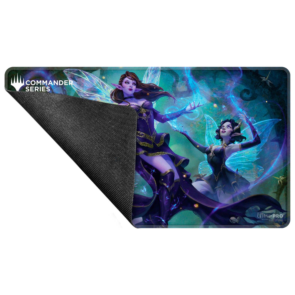 Commander Series playmat showing two winged fae surrounded by swirling blue magic