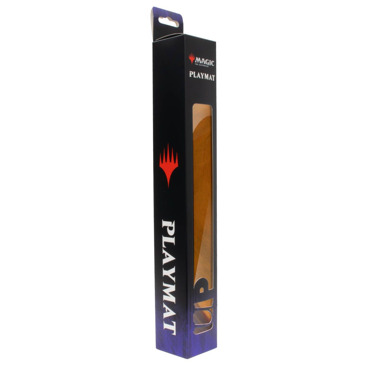 Black Magic: The Gathering playmat box displaying a rolled brown playmat