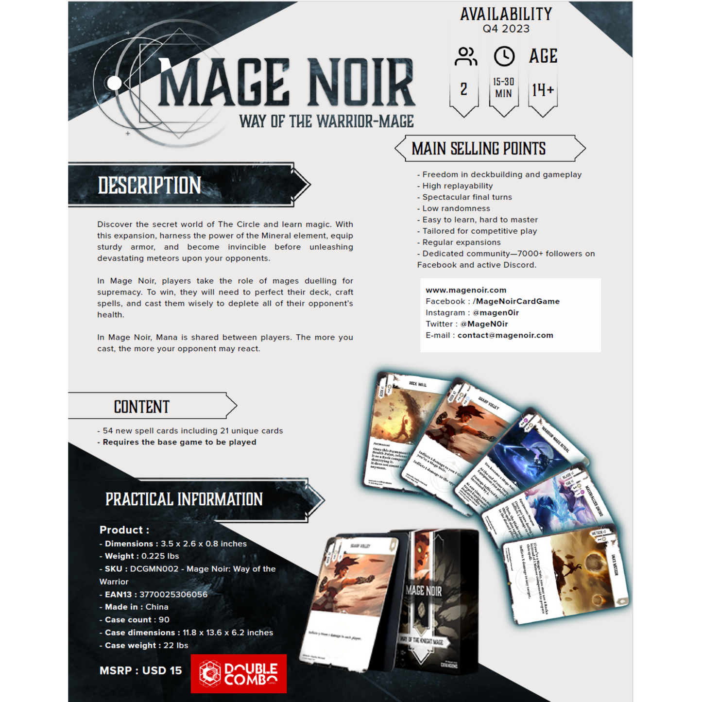 Game cards and elements from expansion with bold, magical design