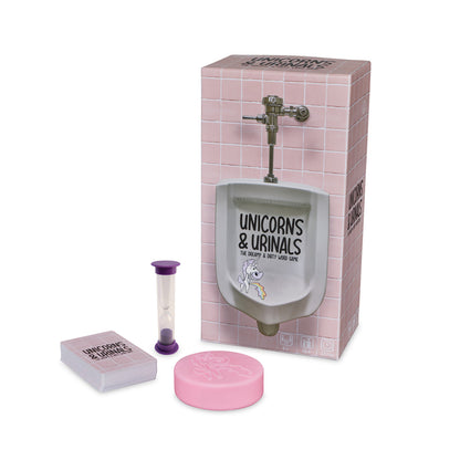 Unicorns Urinals The Dreamy Dirty Word Game with cards timer and unicorn soap