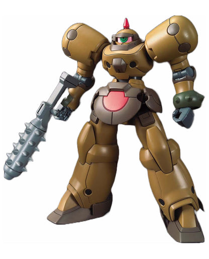 Tan Mobile Suit model holding a spiked mace weapon, posed dynamically