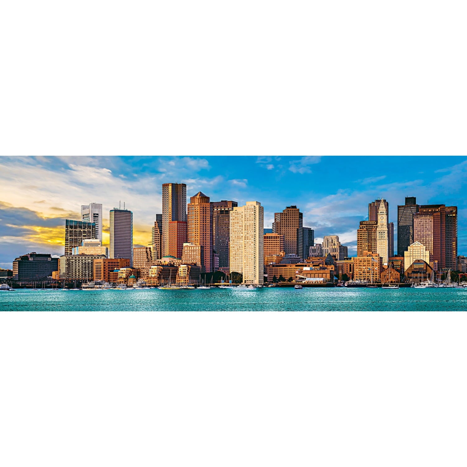 Full poster image of the completed Masterpieces Boston panoramic 1000-piece puzzle