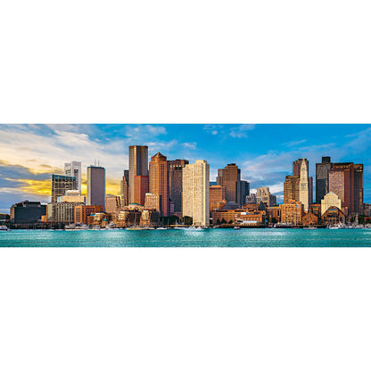 Full poster image of the completed Masterpieces Boston panoramic 1000-piece puzzle