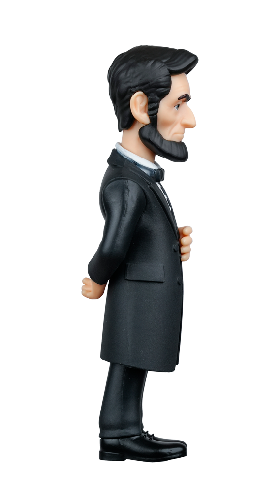 MINIX President Abraham Lincoln figure in right profile wearing a black suit, white shirt, and bow tie, with his distinctive beard and hairstyle