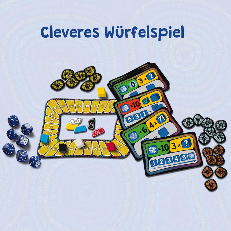 High Score Cleveres Wrfelspiel board game with dice and cards showing equations and numbers