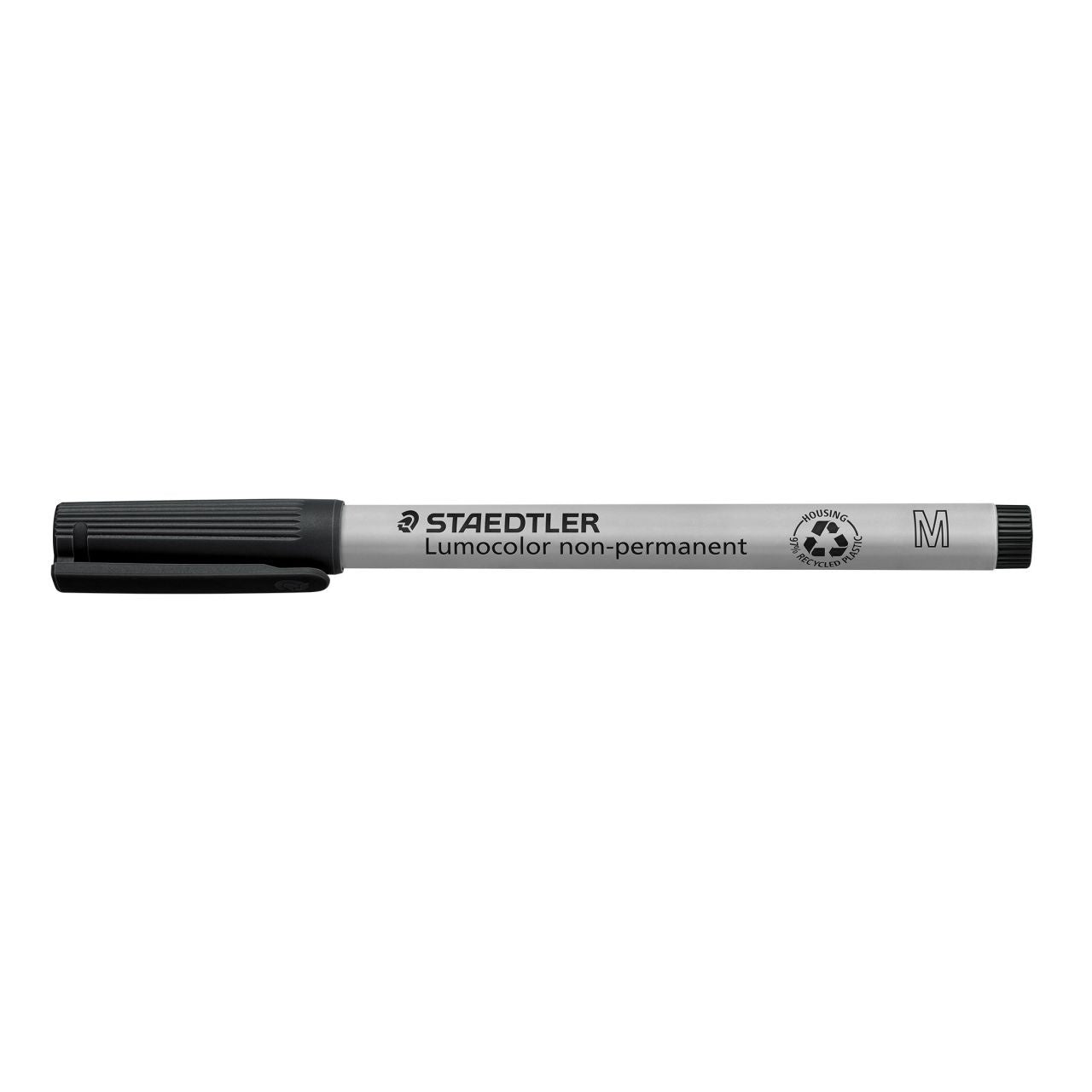 STAEDTLER Lumocolor non-permanent medium tip black marker made with 95 recycled plastic housing and removable cap