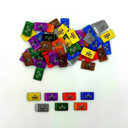 Detailed top view of metro game colorfull pieces