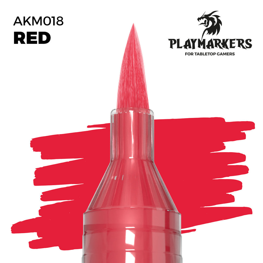 Red marker tip and paint swatch, Playmakers hobby paint for tabletop gamers