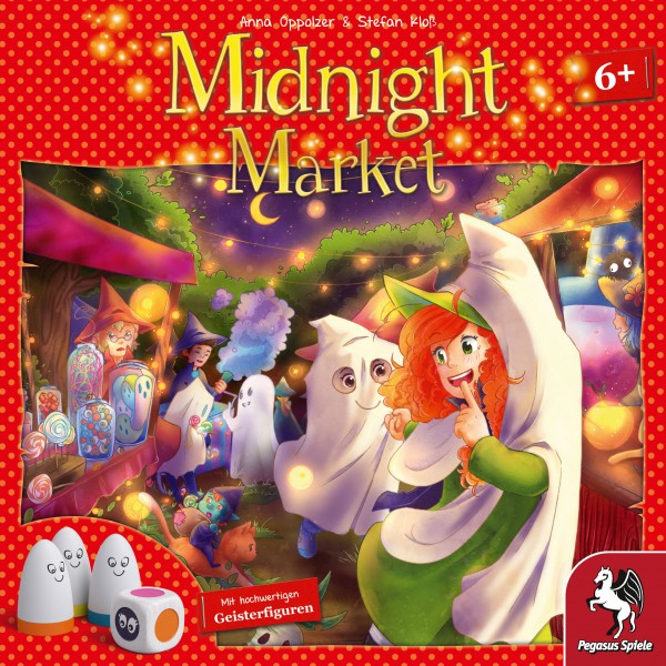 Midnight Market board game with haunted market scene and ghostly figures displayed