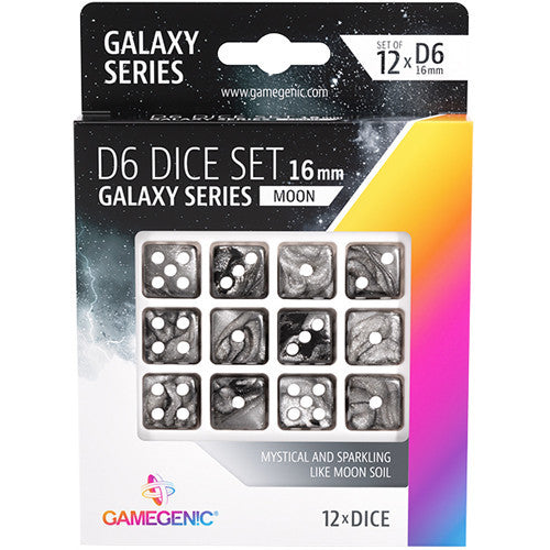 Gamegenic Galaxy Series 16mm d6 Dice 12-Piece Set - Moon