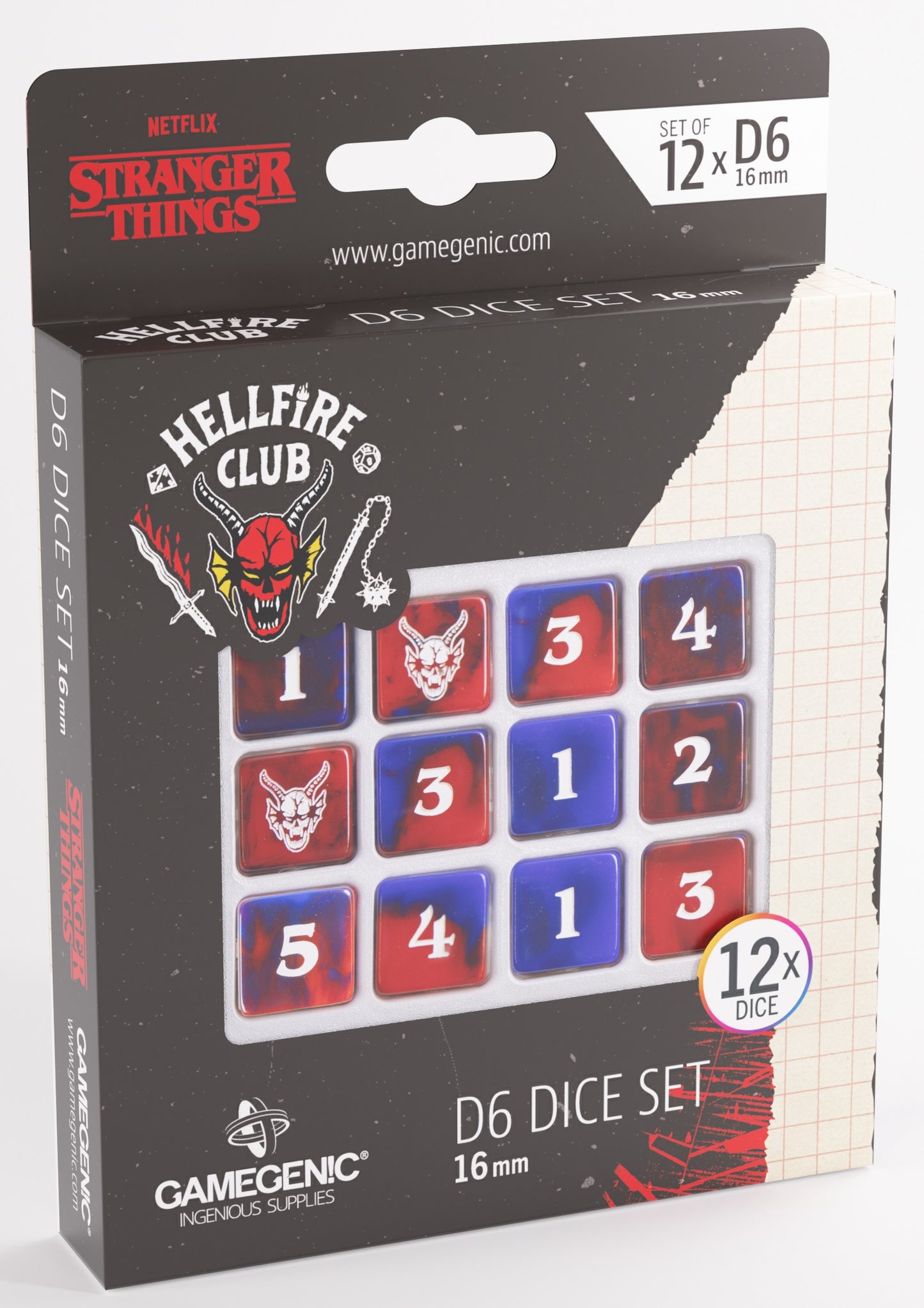 Gamegenic - Stranger Things: Hellfire Club 16mm d6 Dice 12-Piece Set
