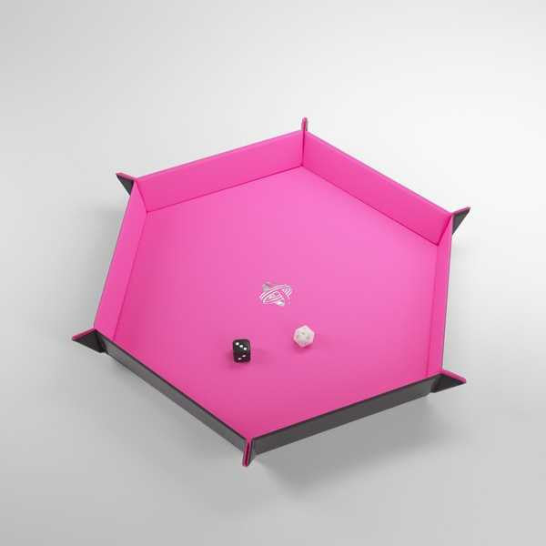 Gamegenic - Hexagonal Magnetic Dice Tray - Black/Pink