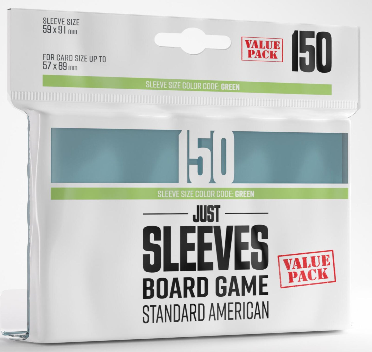 Gamegenic Just Sleeves Green - Standard Sized Value Pack (59mm x 91mm) (150 Sleeves Per Pack)