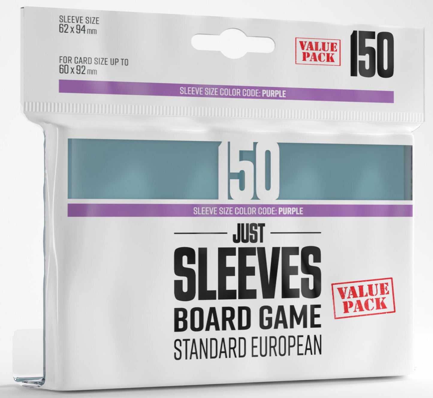 Gamegenic Just Sleeves Purple - Standard European Sized Value Pack (62mm x 94mm) (150 Sleeves Per Pack)