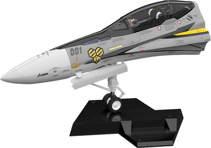 Macross F PLAMAX MF-63 Minimum Factory VF-25S fighter nose collection model on a black stand