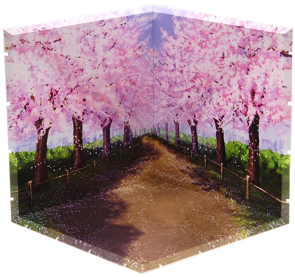 Dioramansion 200 Cherry Blossom Road 1:12 scale background panel in springtime theme