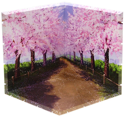Dioramansion 200 Cherry Blossom Road 1:12 scale background panel in springtime theme