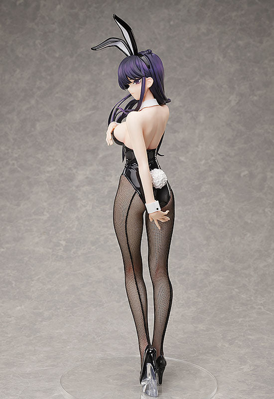 Angled front-left view of the Shoko Komi Bunny Version figure, highlighting her facial expression