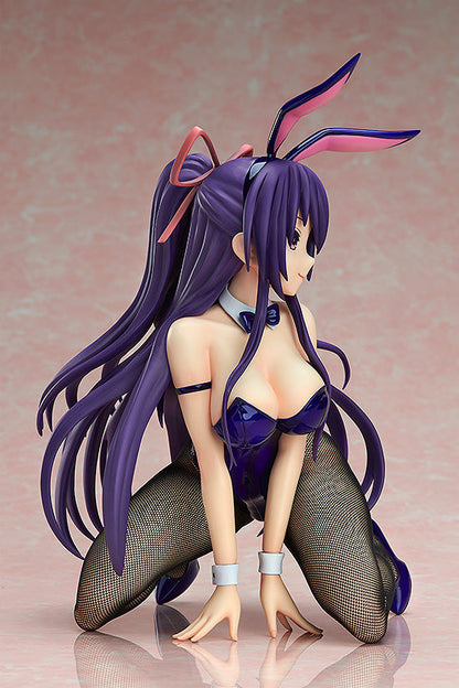 Date A Live Tohka Yatogami bunny version figure with long purple hair and bunny ears in a shiny dark purple swimsuit with fishnet stockings