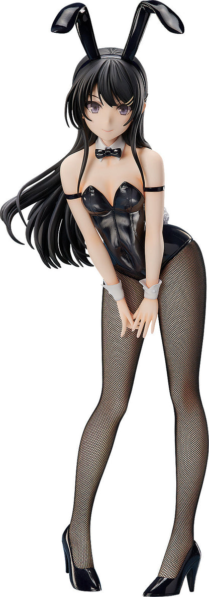 Black bunny suit collectible figure with long dark hair and fishnet stockings