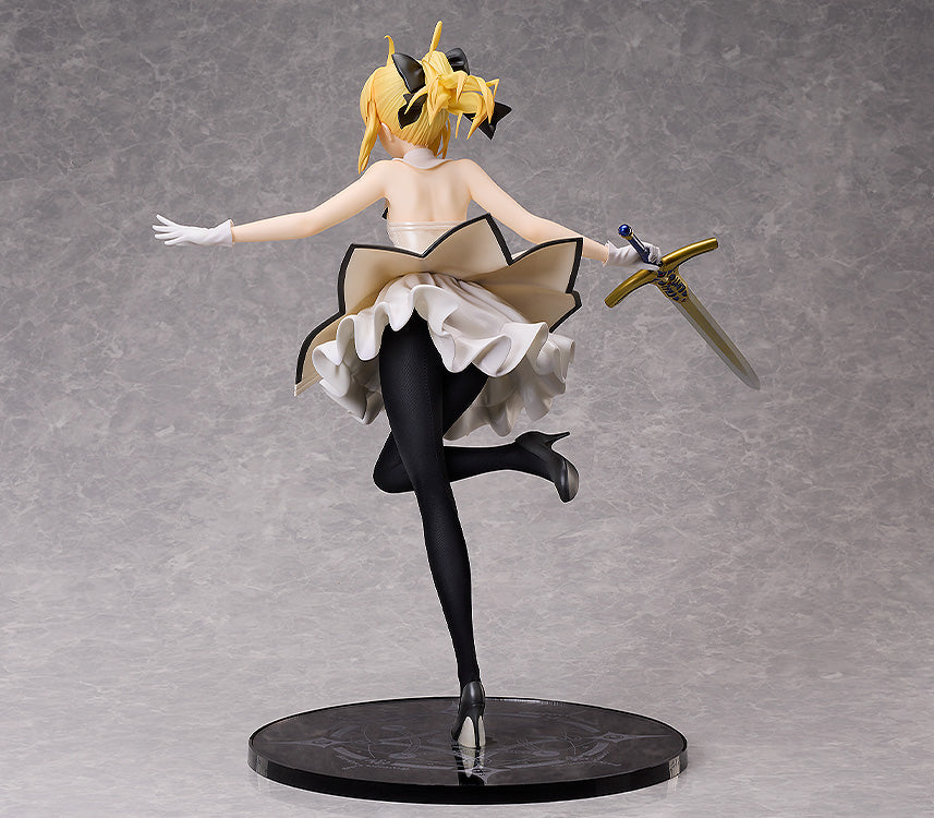 FateGrand Order SaberAltria Pendragon Lily 14 Scale Figure white dress black tights and sword dancing pose