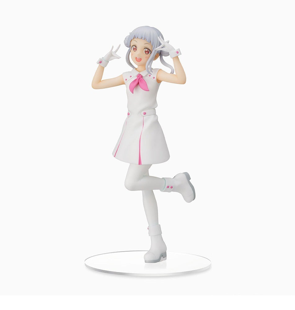 Love Live Superstar PM Figure Chisato Arashi in white outfit with pink accents striking a dynamic pose