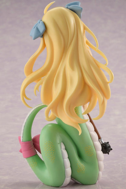 Rear view with long flowing hair and curled snake tail