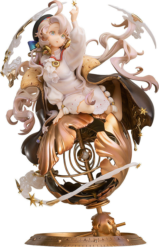 A 1/7 scale figure of a female character with flowing hair and intricate fantasy-futuristic attire posed dynamically