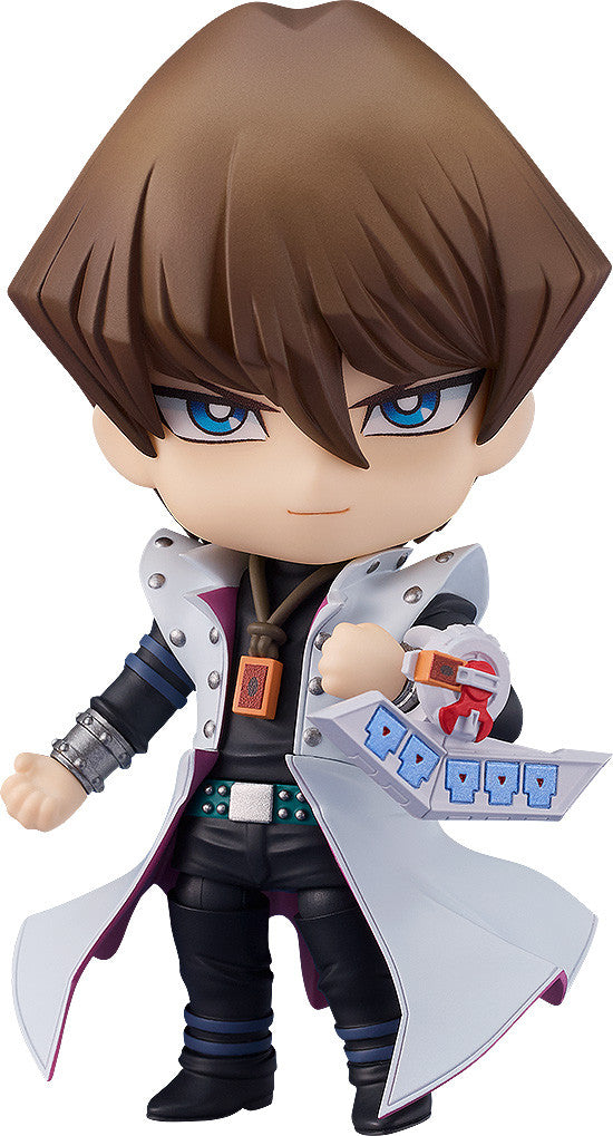 Nendoroid Seto Kaiba figure from Yu-Gi-Oh! Duel Monsters, featuring detailed design and accessories
