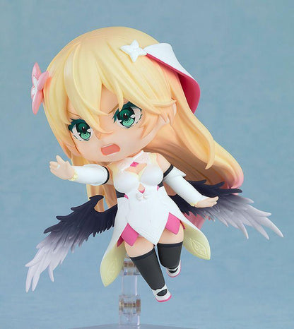 Why Does Nobody Remember Me in This World Rinne Nendoroid figure in white and pink dress with black and white wings posed mid-air