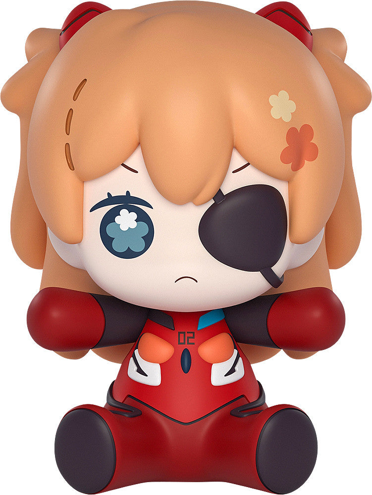 Good Smile Company Huggy Good Smile Rebuild of Evangelion Asuka Shikinami Langley: Eye Patch Version Figure showing a chibi-style Asuka wearing her iconic red jacket and eye patch