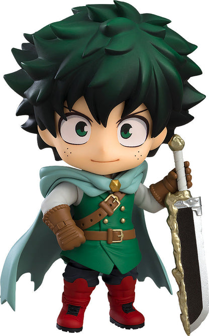 Nendoroid Izuku Midoriya Jikketsu Costume Version in action pose with green energy effect
