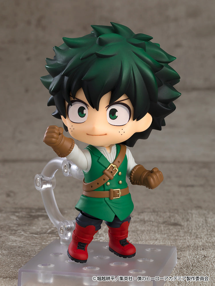 Nendoroid Izuku Midoriya Jikketsu Costume Version mid-action with interchangeable parts and intense face