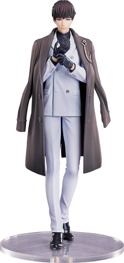 Mo Xu POP UP PARADE figure in clear plastic packaging wearing a light blue suit and black overcoat