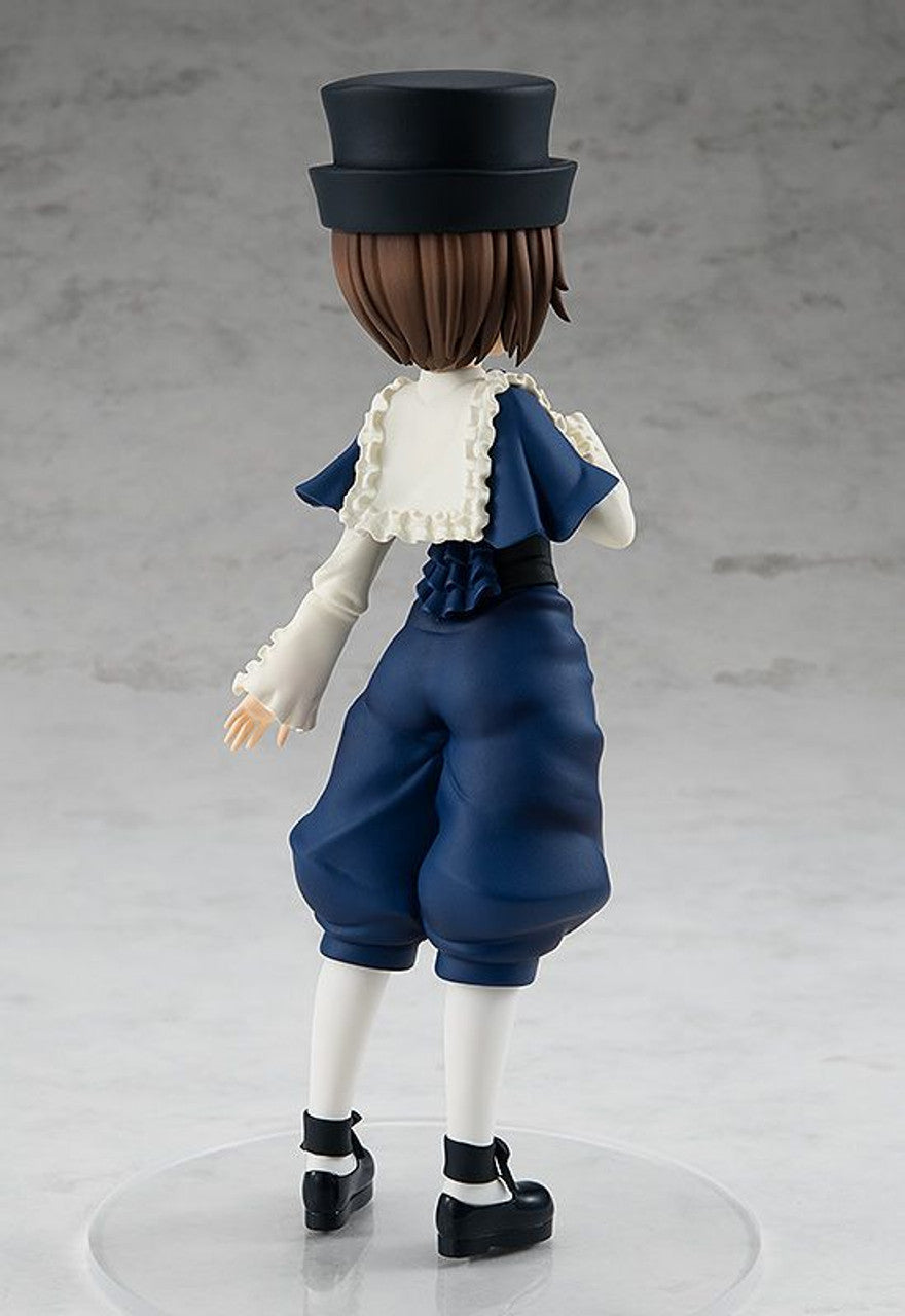 Pop Up Parade Souseiseki figure from Rozen Maiden with dark blue hat blue and white dress and dark blue bloomers viewed from the back