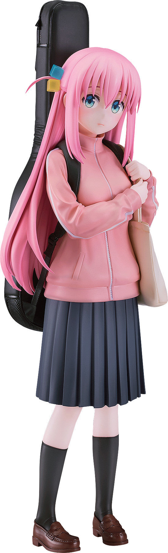 Hitori Gotoh 17 scale figure from Bocchi the Rock in pink tracksuit and gray skirt with guitar case