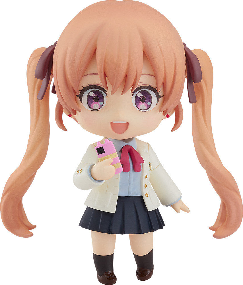 Front view of Erika Nendoroid smiling and wearing her school uniform with blazer